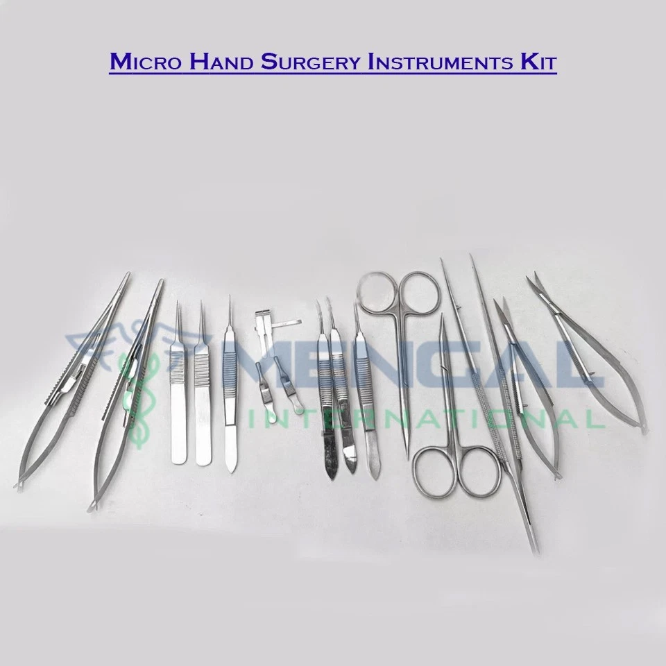 Micro Hand Surgery Instruments Kit Microvascular Clamp Surgical Suture Kit 17Pcs
