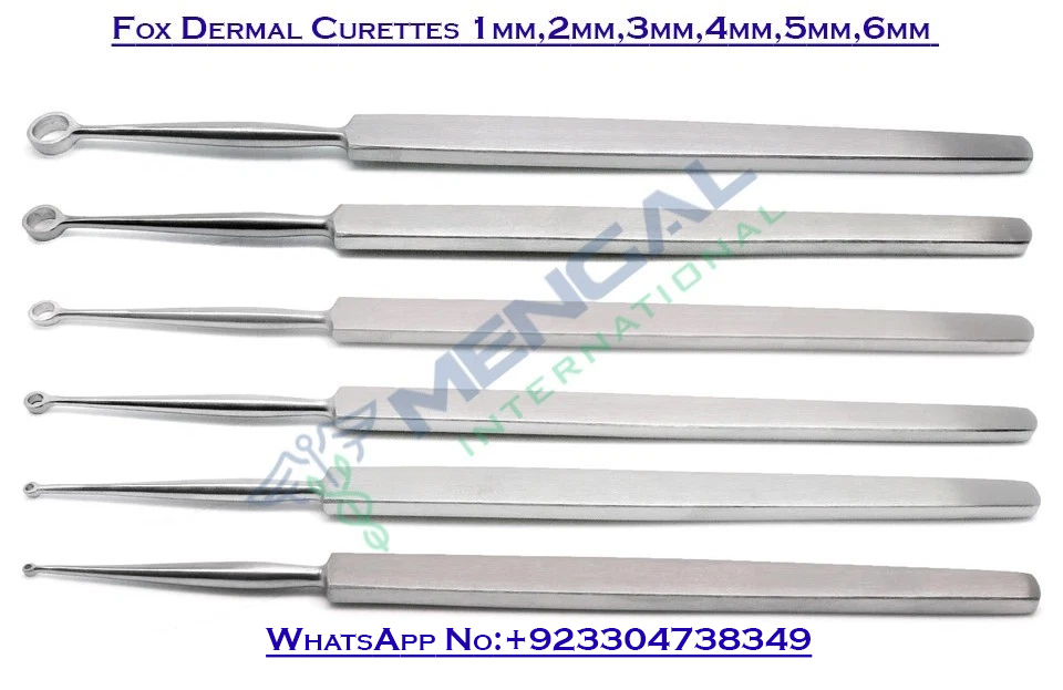 Fox Dermal Curettes Dermatology 1mm,2mm,3mm,4mm,5mm,6mm ENT Instruments
