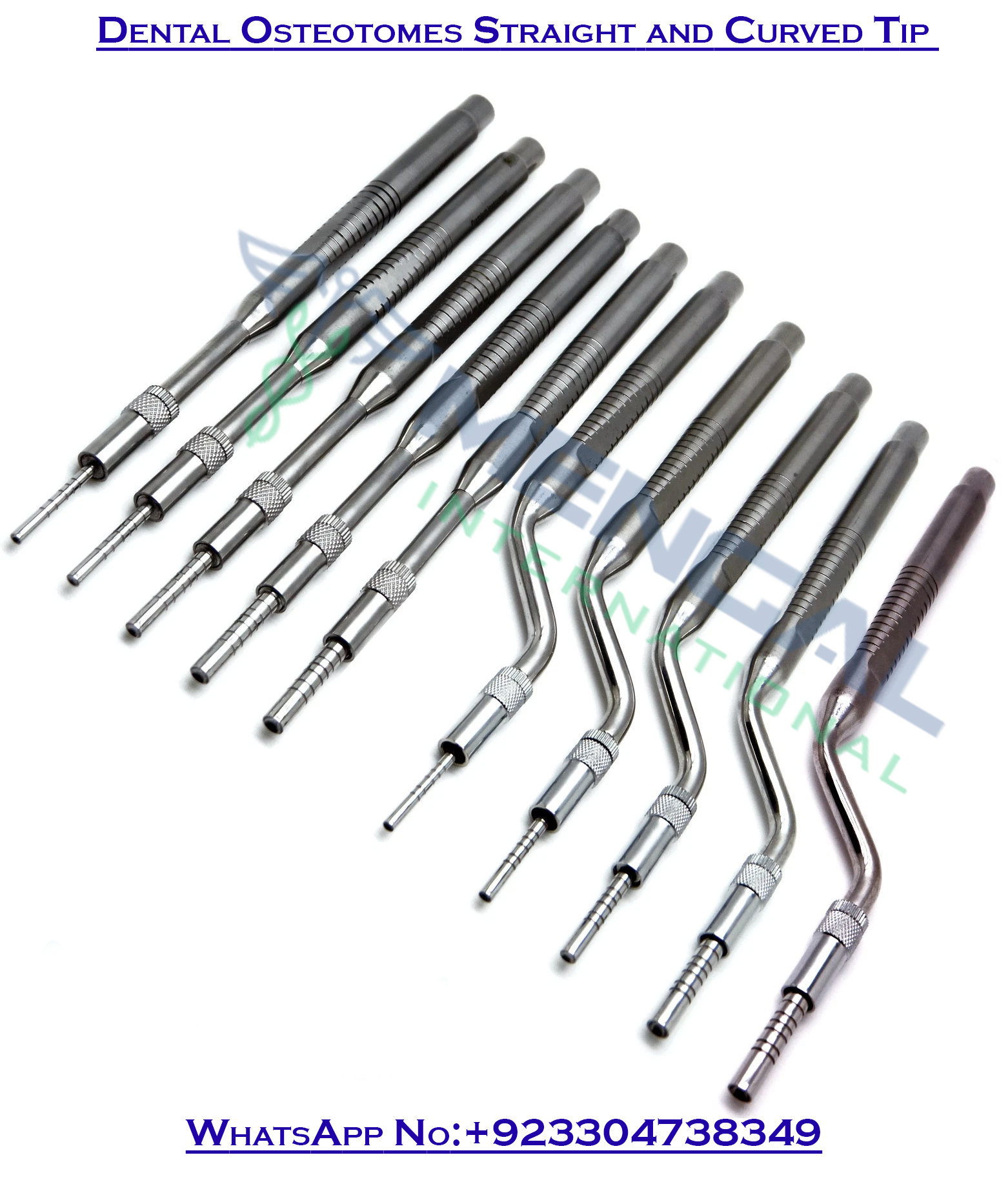 Dental Osteotomes Straight and Curved Tip Spreading Surgical Set