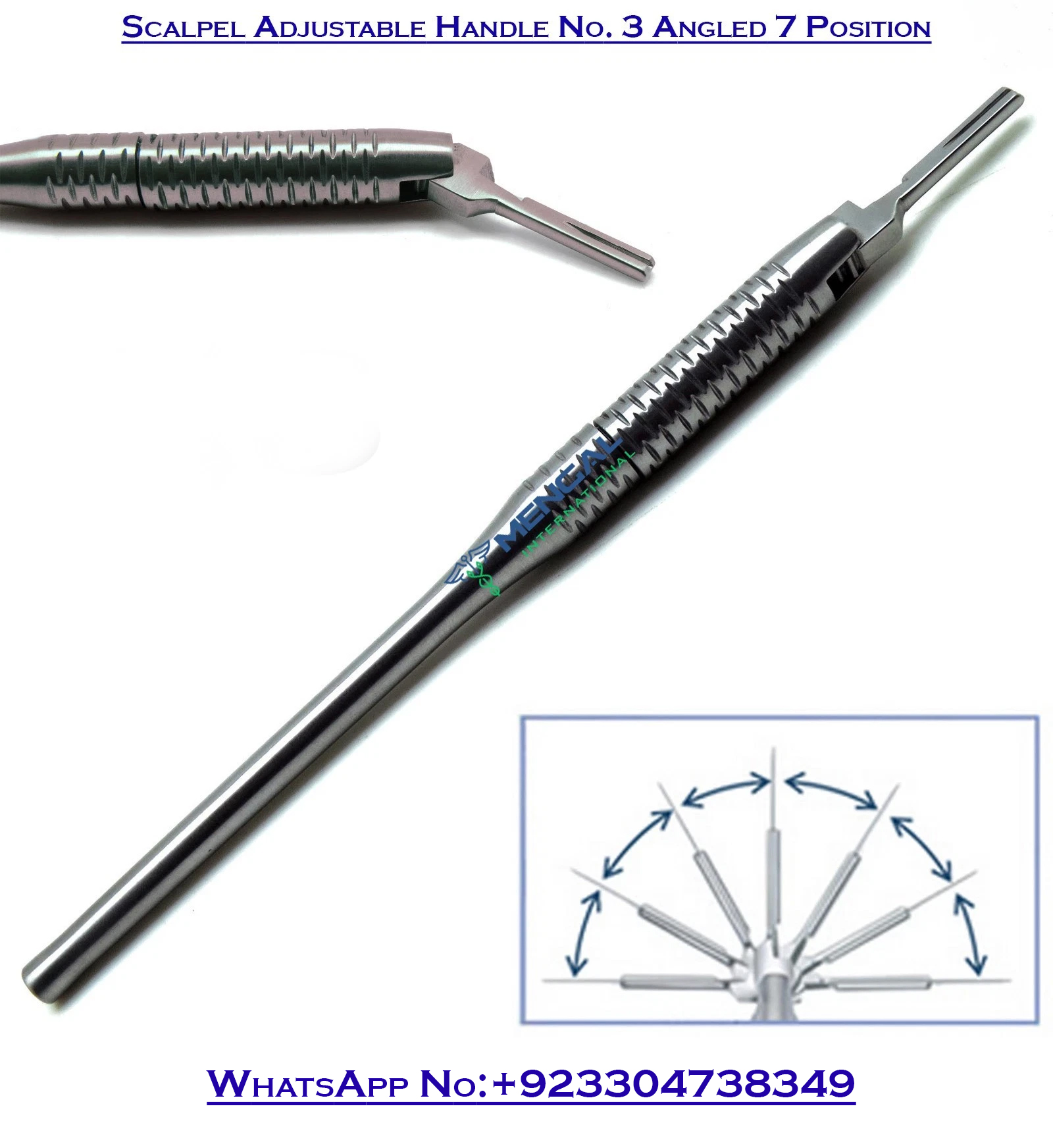 Scalpel Adjustable Handle No. 3 Angled 7 Position Surgical Instruments