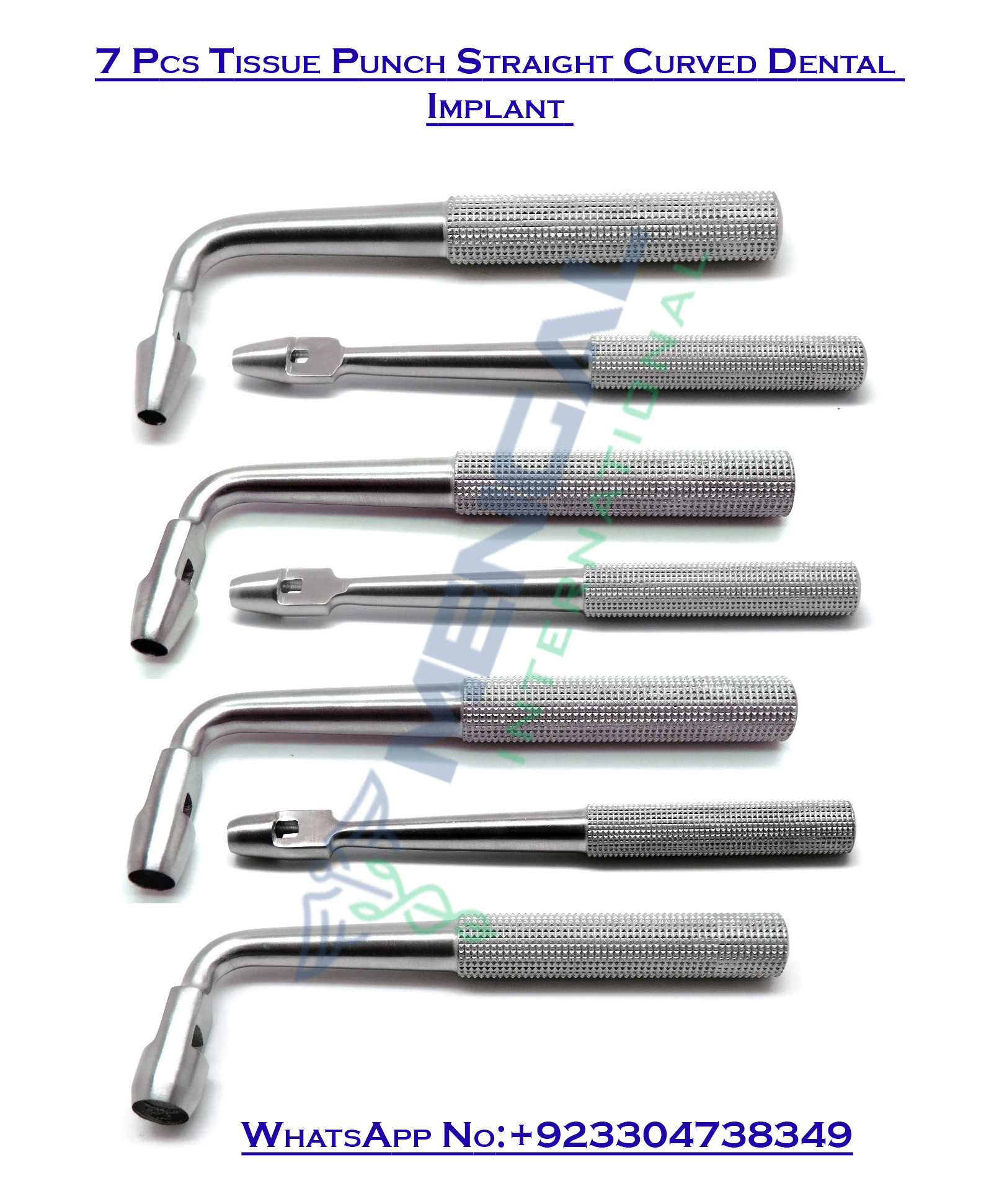 7 Pcs Tissue Punch Straight Curved Dental Surgical Implant Instruments