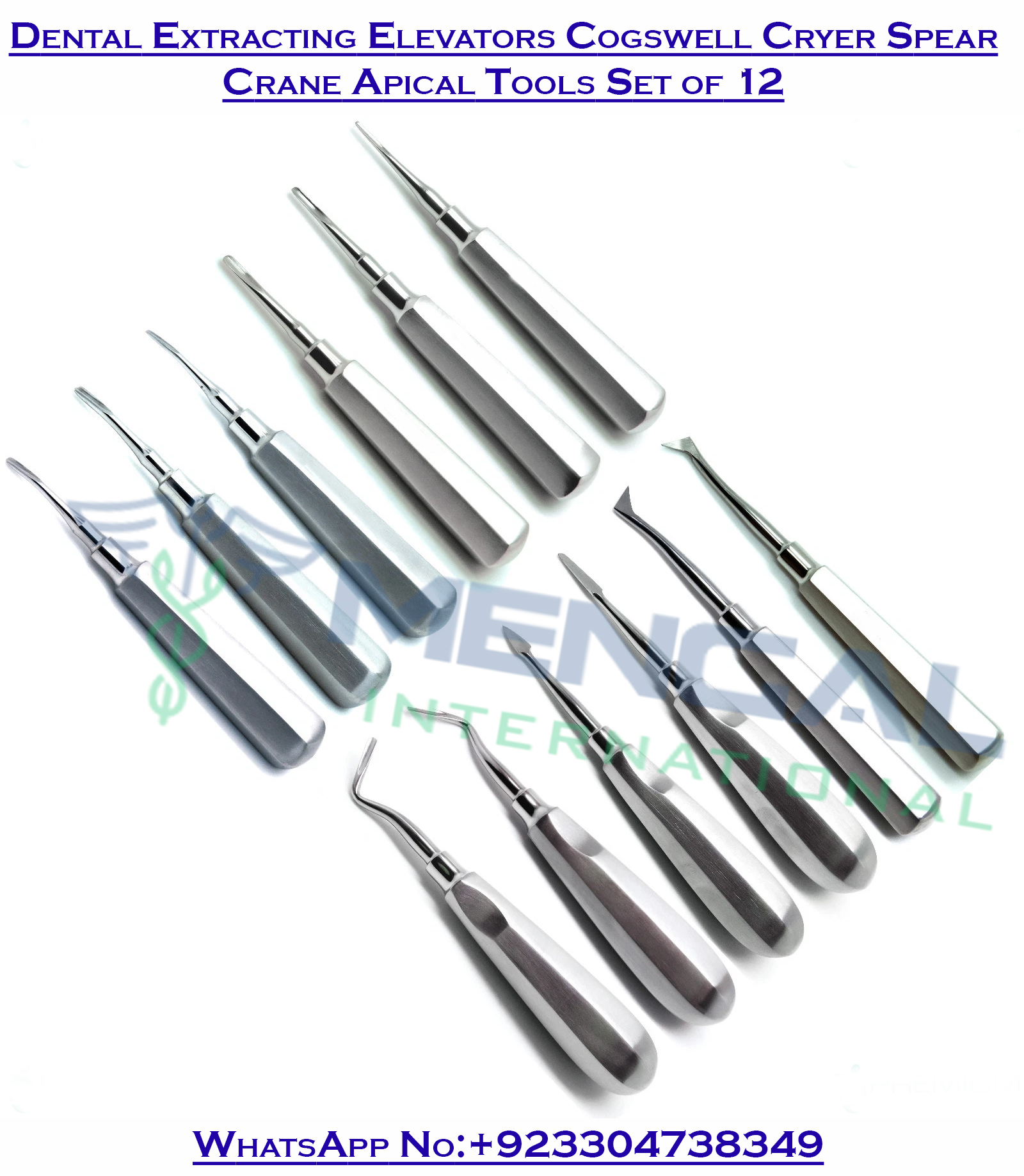 Dental Extracting Elevators Cogswell Cryer Spear Crane Apical Tools Set of 12